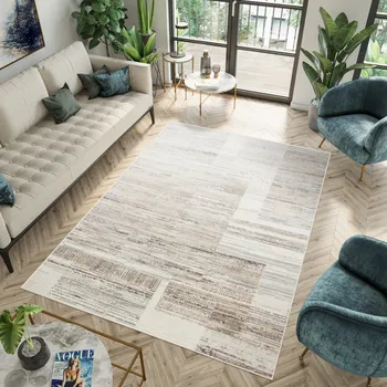 Koberec Kusový koberec Portland - geometrické tvary 2 - bílý/béžový Rozměr koberce: 80x150 cm