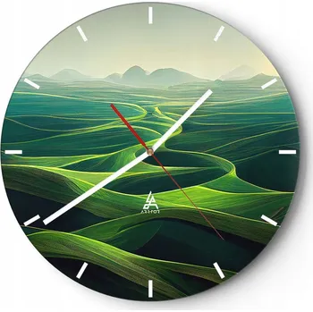Hodiny Nástěnné hodiny do kuchyně 30x30 Krajina Skleněné hodiny do obýváku Tiché