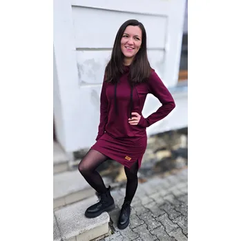 Dámská mikina Kulišárny Mikinošaty s kapsami BORDÓ VELIKOST: 42
