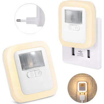 Noční světlo NOČNÍ LAMPA LED KONTAKT SENZOR POHYBU SOUMRAKU 10 REŽIMŮ 1 Ks.