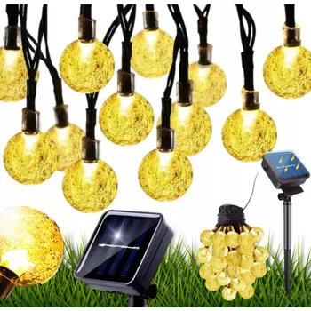 Venkovní osvětlení Solární zahradní girlanda, solární světýlka 30x LED žárovka na balkon, 5,5 m