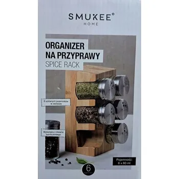 Stojan na koření Bambusový organizér na koření Smukee 6 x 80 ml