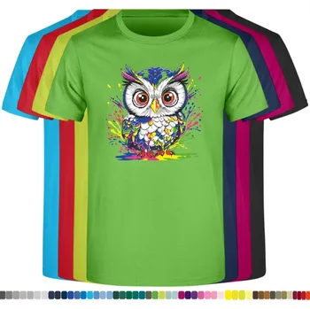 Dívčí tričko detske-levne-bavlnene-tricko-potisk-okata-sova Barva: Lime - limetková, velikost: 116