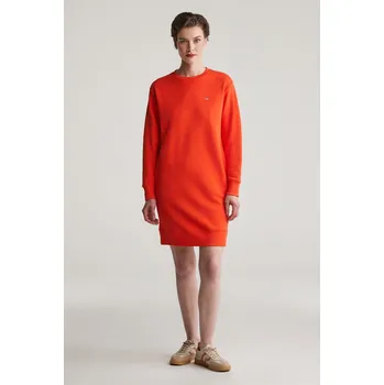 Dámské šaty MIKINOVÉ ŠATY GANT SHIELD C-NECK SWEAT DRESS ORANGE RED