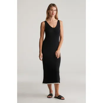 Dámské šaty ŠATY GANT CONTRAST RIBBED KNIT STRAP DRESS BLACK