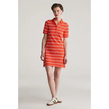 Dámské šaty ŠATY GANT STRIPE SHIELD SS PIQUE POLO DRESS ORANGE RED