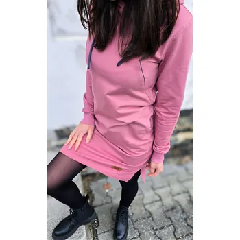 Dámská mikina Kulišárny Mikinošaty s kapsami OLDPINK VELIKOST: 34