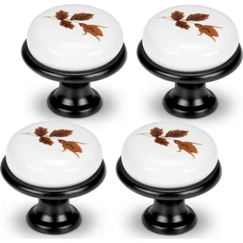 4x NÁBYTKOVÝ KNOFLÍK ČERNÝ KNOFLÍK DO SKŘÍŇKY NÁBYTKOVÁ ÚCHYTKA PORCELÁN SE VZOREM