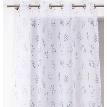 Záclona Blancheporte Záclona s potiskem rostlin, zakončení očky bílá/šedá