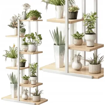 Stojan na květiny Držák Na Květináč Ecarla 113 cm, dřevo