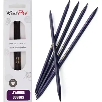 Jehlice KnitPro J'adore Cubics ponožkové jehlice 15cm (KnitPro J'adore Cubics Double Pointed Needles 15cm)