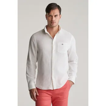 Pánské oblečení KOŠILE GANT REG COTTON LINEN SHIRT WHITE