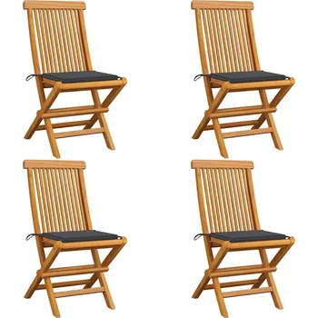 OMAXI Zahradní židle s antracitovými poduškami 4 ks masivní teak 264928