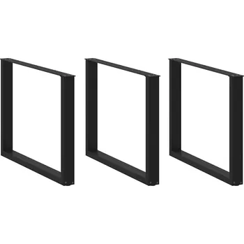 Stolová podnož OMAXI Nohy k jídelnímu stolu ve tvaru U, 3 ks, černé, 100 x (72-73) cm, ocel 311511