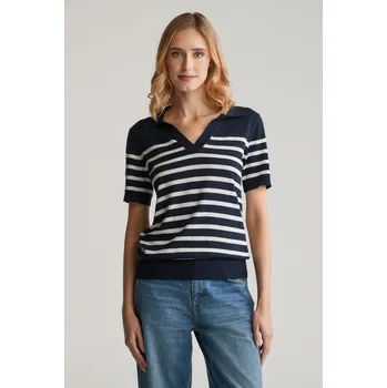 Dámský svetr SVETR GANT FINE KNIT STRIPED SS RUGGER EVENING BLUE