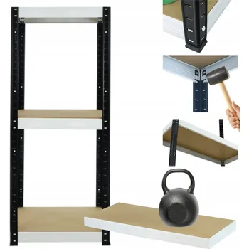 Dílenský regál Kovový regál do skladu a dílny HELIOS 90x60x60 cm, 3 police, nosnost 175 kg/police - ROBUSTNÍ