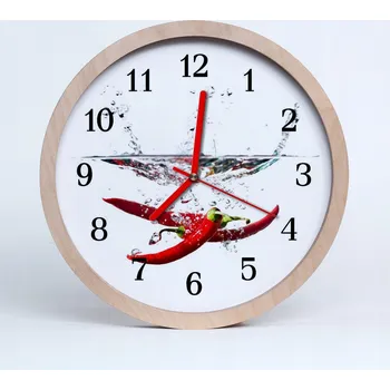 Hodiny Nástěnné hodiny z překližky Stylové Paprička Chilli