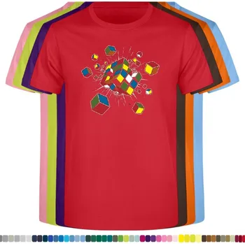 Chlapecké tričko detske-levne-bavlnene-tricko-potisk-konec-Rubik-kostka Barva: Red - červená, velikost: 116