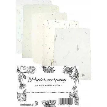 Umělecký papír RUČNÍ PAPÍR s květy A4 - mix 5 ks