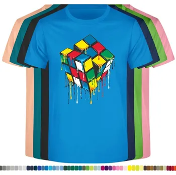 detske-levne-bavlnene-tricko-potisk-rotace-Rubik-kostka Barva: Azure - azurově modrá, velikost: 152