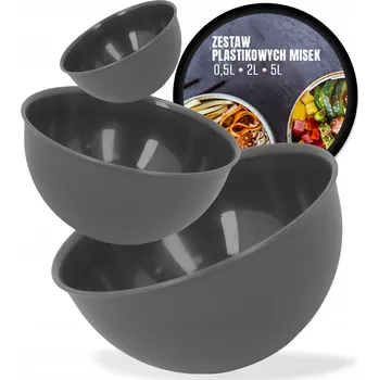 Plastové misky 3 ks na svačinu grilování Černé