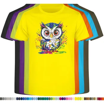 detske-levne-bavlnene-tricko-potisk-okata-sova Barva: Yellow - žlutá, velikost: 128