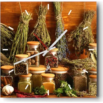 Hodiny Nástěnné hodiny do kuchyně 30x30 Gastronomie Stylové hodiny na skle Loft Tiché