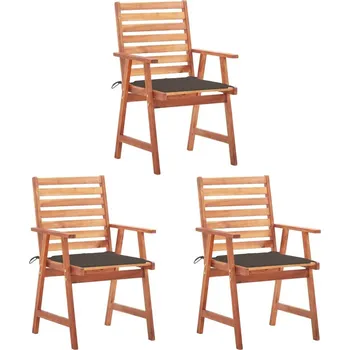 OMAXI Zahradní jídelní židle s poduškami 3 ks masivní akáciové dřevo 282793