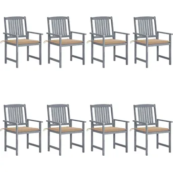 OMAXI Zahradní židle s poduškami 8 ks masivní akáciové dřevo šedé 508176
