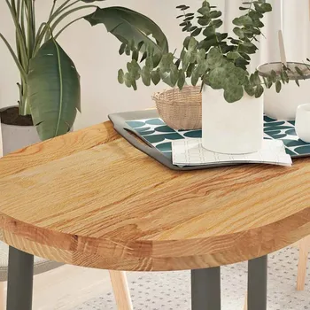 Barový stolek OMAXI Stolní deska světle hnědá 100x50x4 cm masivní dub oválný 799624