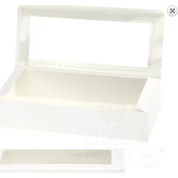 Dárková krabička Krabička na čajové pečivo s okénkem VELKÁ bílá 210x92x47mm