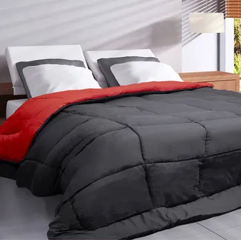 přikrývka Blancheporte Jednobarevná oboustranná přikrývka z mikrovlákna 400g/m2 šedá/červená 220x240 cm