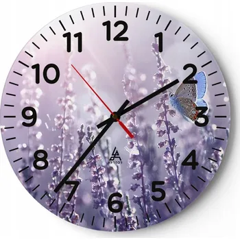 Hodiny Nástěnné hodiny do obýváku 40x40 Motýl Kulatý Skleněné hodiny Loft Tiché