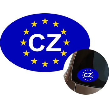Samolepicí dekorace na vozidlo NÁLEPKA Grafika na auto CZ ČESKO v elipse EU Znak 8,5x5,5