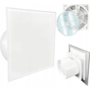 Domácí ventilátor Koupelnový ventilátor dRim fi100 SENZOR VLHKOSTI + ZPĚTNÁ KLAPKA + Sklo Bílý mat