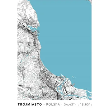 Obraz Plakát Trojměstí, Gdaňsk, Gdyně, Sopoty bez rámu 59,4 x 84,1 cm