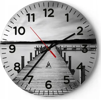 Hodiny Nástěnné hodiny do obýváku 40x40 Krajina Kulatý Skleněné hodiny Loft Tiché