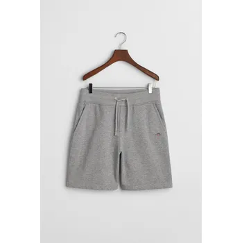 Pánské kraťasy TEPLÁKOVÉ ŠORTKY GANT REG SHIELD SWEAT SHORTS GREY MELANGE