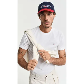 Pánské oblečení TRIČKO GANT SLIM PIQUE SS T-SHIRT EGGSHELL
