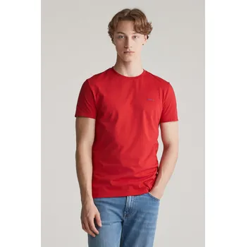 Pánské tričko TRIČKO GANT CONTRAST LOGO SS T-SHIRT RUBY RED