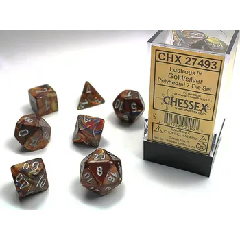 Příslušenství k deskovým hrám Chessex Sada 7 kostek Chessex - Gold / Silver Lustrous - 27493