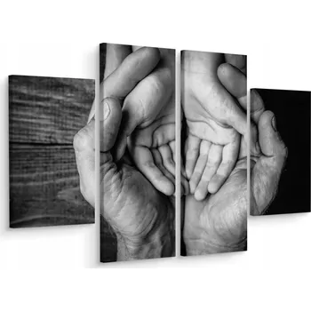 Obraz Obraz Čtyřdílný Černobílý RUCE 3D Efekt 120x90