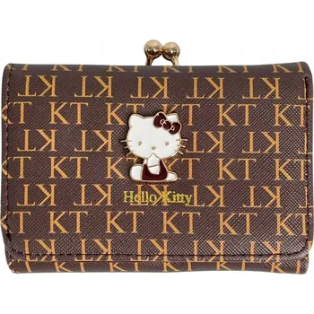 Peněženka Rozkládací peněženka na patentku hnědo-zlatá Hello Kitty