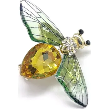 Brož B-TOP Třpytivá brož Včelka Druh barvy: Zelená