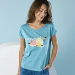 Tričko s krátkými rukávy a potiskem, pro menší postavu modrá 52