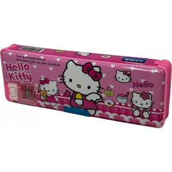 Penál Školní pouzdro penál tvrdé růžové Hello Kitty na Magnet s ořezávátkem