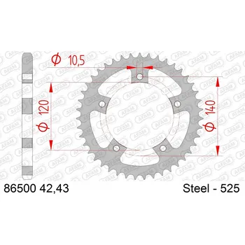 Nářadí na motocykly AFAM ROZETA ZADNÍ #525 43 ZUBŮ TRIUMPH Thruxton