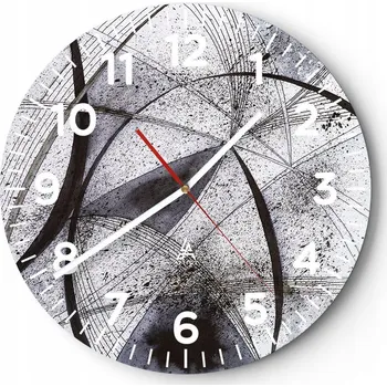 Hodiny Nástěnné hodiny do obýváku 40x40 Abstrakce Kulatý Skleněné hodiny Loft Tiché