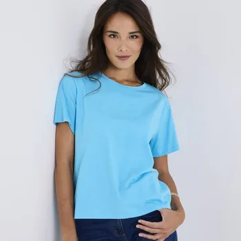 Dámské tričko Rovné tričko s krátkými rukávy a kulatým výstřihem tyrkysová 42/44