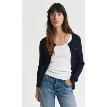 Dámský svetr SVETR GANT STRETCH COTTON CABLE CARDIGAN EVENING BLUE
